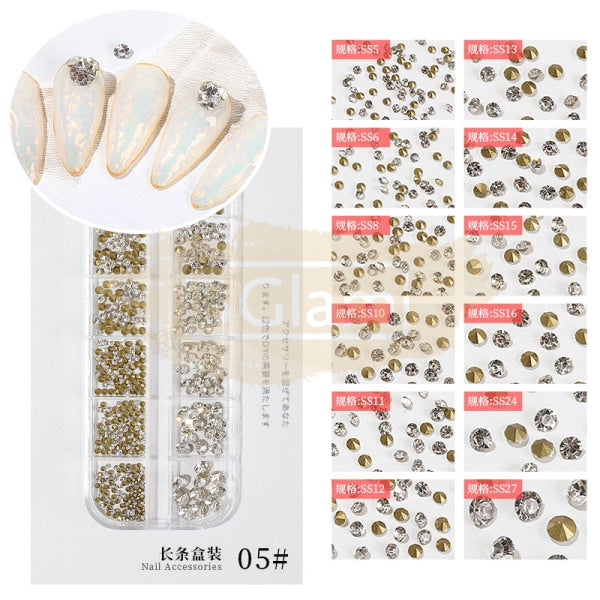 Diamond Glass Rhinestones Flatback Mixed Series - Available In 7 Colors 5 Nail Art Decorations