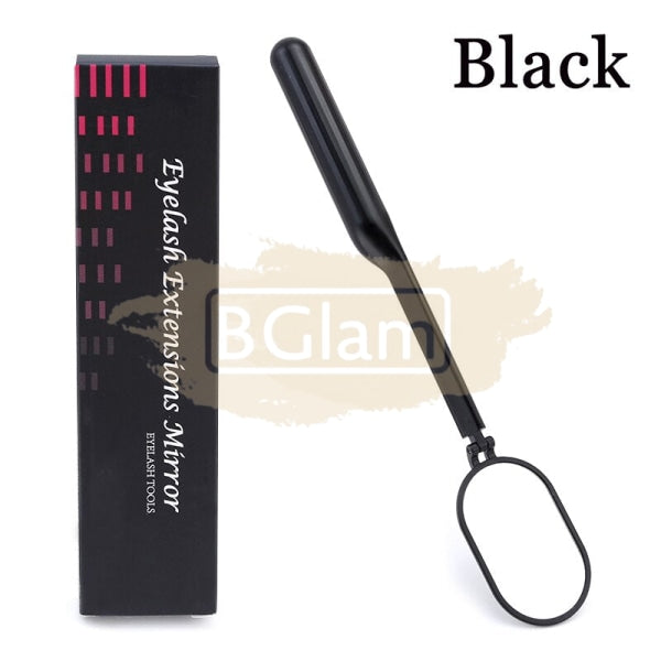 Eyelash Extension Mirror With Acrylic Handle Black Lash Accessories