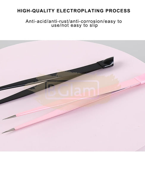 Stainless Steel Pointed Tweezers With Silicone End Nail Art Tool