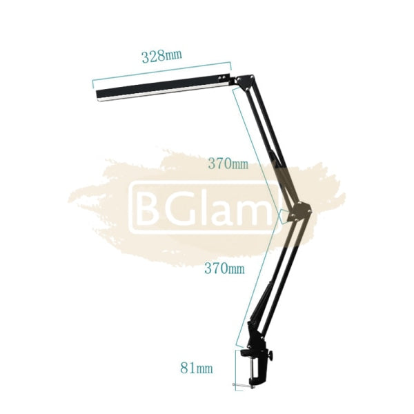 Usb Dimmable Led Folding Desk Lamp With Clamp - Black