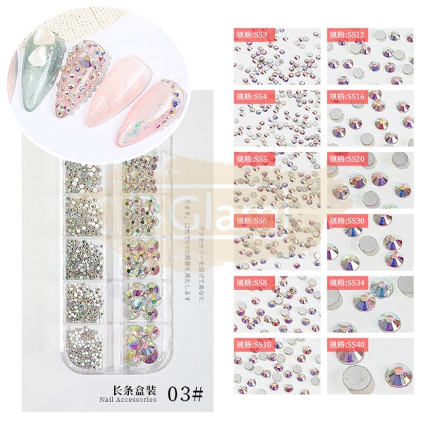 Diamond Glass Rhinestones Flatback Mixed Series - Available In 7 Colors 3 Nail Art Decorations