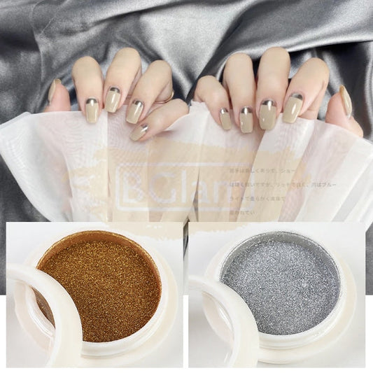 Aurora Holographic Nail Powder Available In Gold & Silver Art