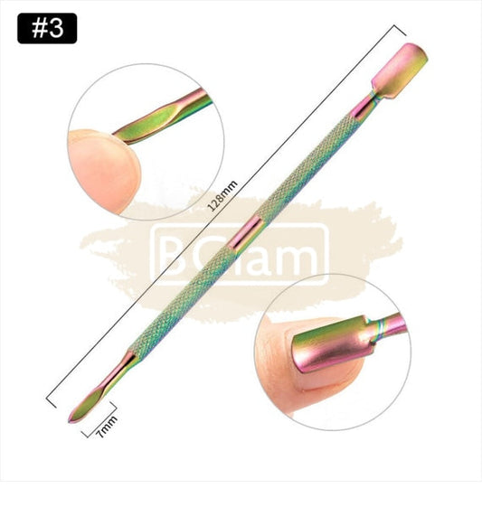 Double-Sided Rainbow Cuticle Pusher & Scraper - 2 Manicure Tools