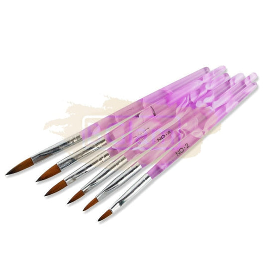 Acrylic Brush Set Purple - 6 Pieces Nail Art