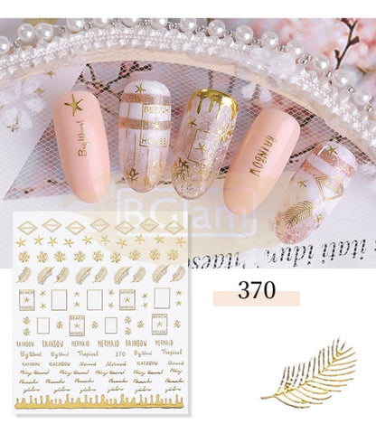 Nail Art 3D Gold Stickers - Available In 4 Designs Dp370
