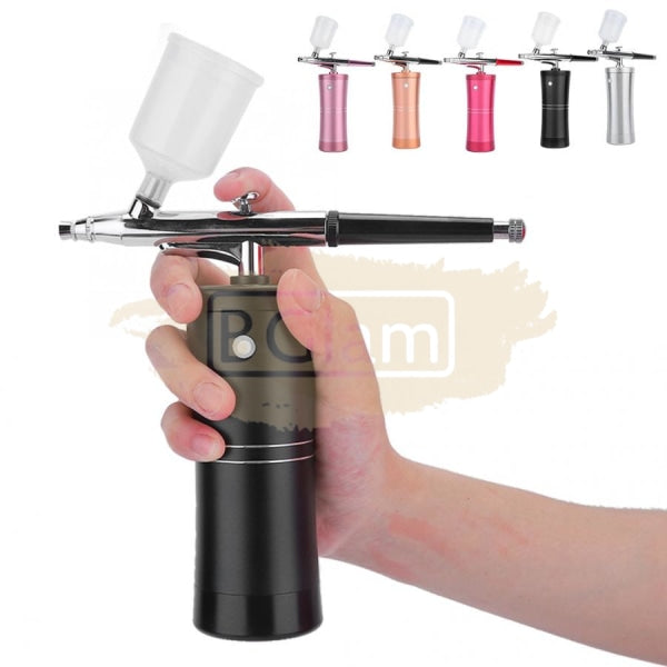 Multi-Purpose Rechargeable Handheld Single Action Airbrush Set - Gold Nail Accessories