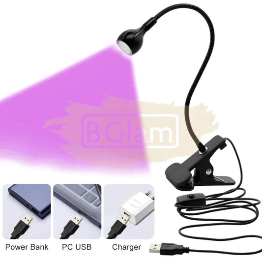 Lampe à colle UV USB 3W Ultraviolet LED violette USB avec clip et  interrupteur pour la
