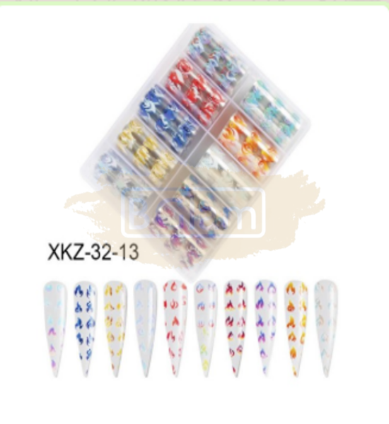 Nail Foil Transfer - Available In 3 Designs (10 Rolls/Box) Xkz-32-13 Art