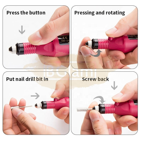 Portable Electric Nail Drill Machine 20 000 Rpm Rose Red