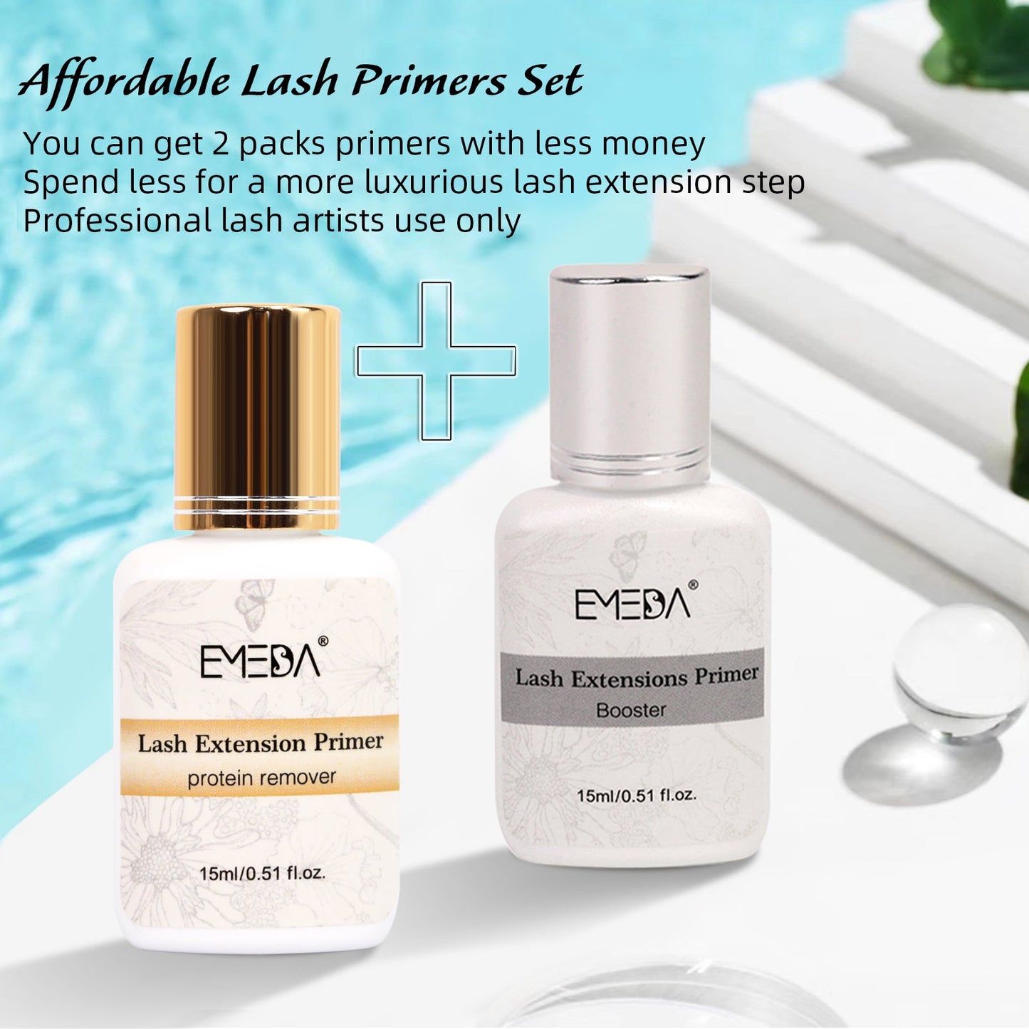 EMEDA Lash Extension Primer Set | Protein Remover & Booster  (2x 15 ml)