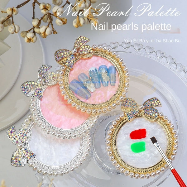 Nail Art Palette With Rhinestones & Pearls Acrylic