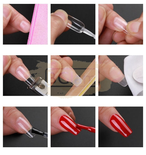 Soft Gel Tips #10 | Full Cover Long Stiletto 440 Orange Box Nail