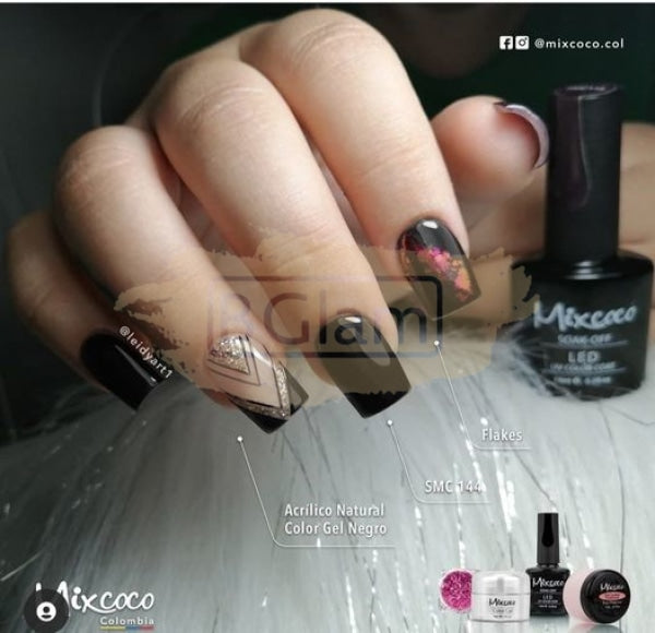 Mixcoco Soak-Off Gel Polish 15Ml - Cream Grey 221 (Smc 144 Black) Nail