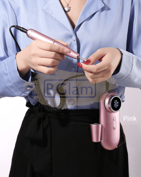 Portable Rechargeable Nail Drill Machine With Lcd Display 30 000 Rpm White