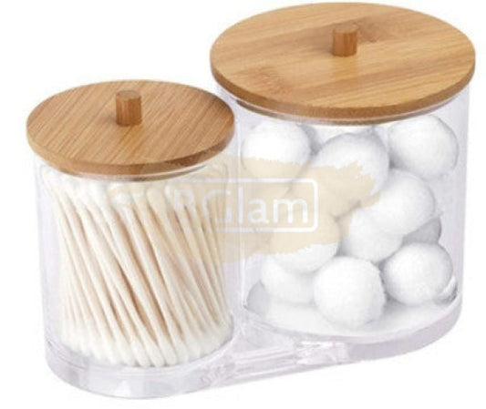 Acrylic Container With Bamboo Lid - Dual Jars (Container Only) Storage
