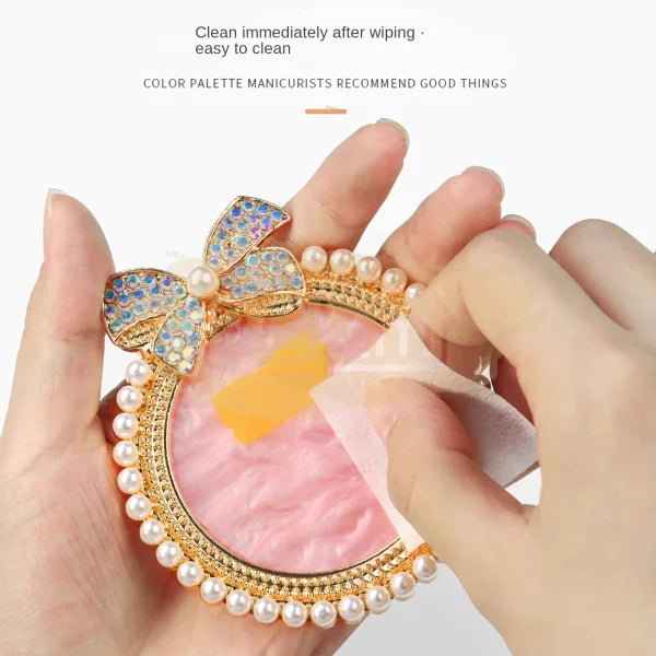 Nail Art Palette With Rhinestones & Pearls Acrylic