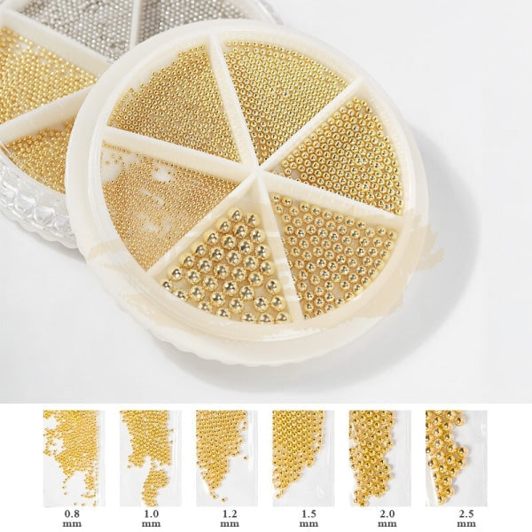 Nail Art Steel Caviar Beads | Gold (Mixed Sizes)