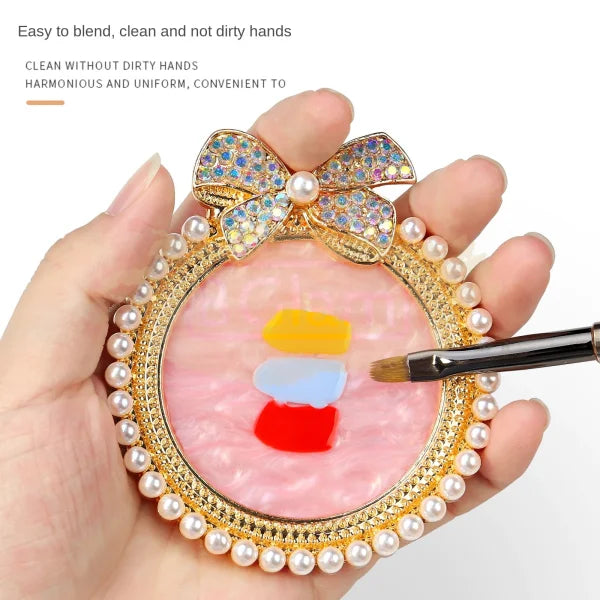 Nail Art Palette With Rhinestones & Pearls Acrylic