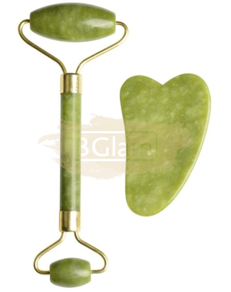 Jade Facial Roller & Gua Sha Set | Green Face Care