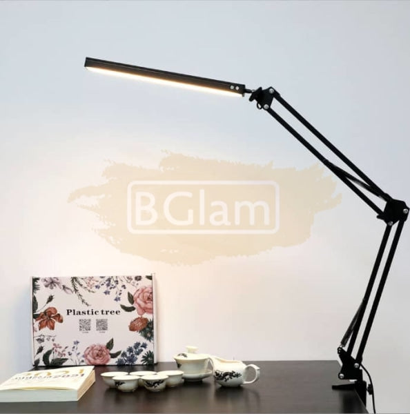 Usb Dimmable Led Folding Desk Lamp With Clamp - Black