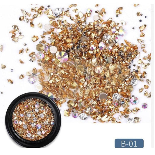 3D Nail Art Gems - 7 Colors B-01 Gold Tool