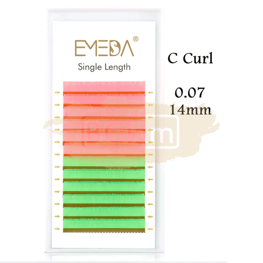Emeda Faux Mink Eyelash Extensions - Neon Colored Lash 0.07 C Curl 14Mm False Eyelashes