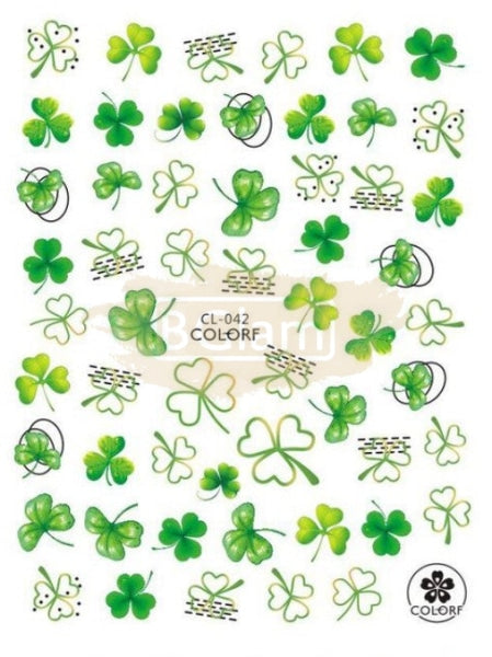 Pop Finger 3D Design Sticker Shamrock Flowers Clover Ginkgo Leaf Cl-042 Nail Art