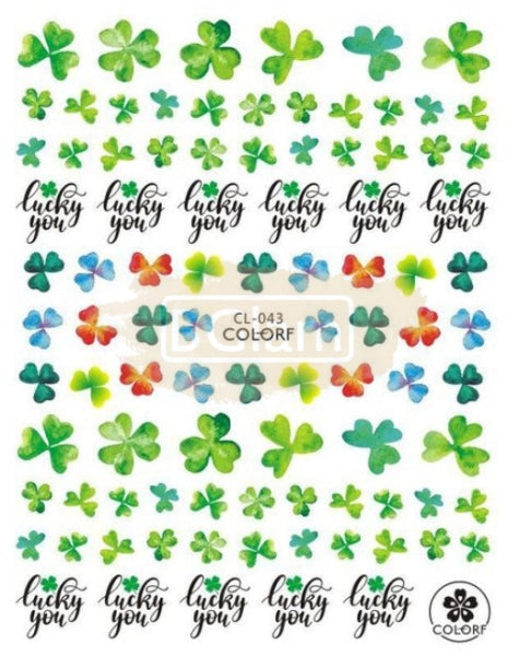 Pop Finger 3D Design Sticker Shamrock Flowers Clover Ginkgo Leaf Cl-043 Nail Art