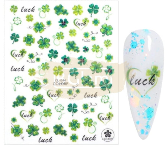 Pop Finger 3D Design Sticker Shamrock Flowers Clover Ginkgo Leaf Cl-044 Nail Art