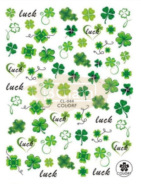 Pop Finger 3D Design Sticker Shamrock Flowers Clover Ginkgo Leaf Cl-044 Nail Art