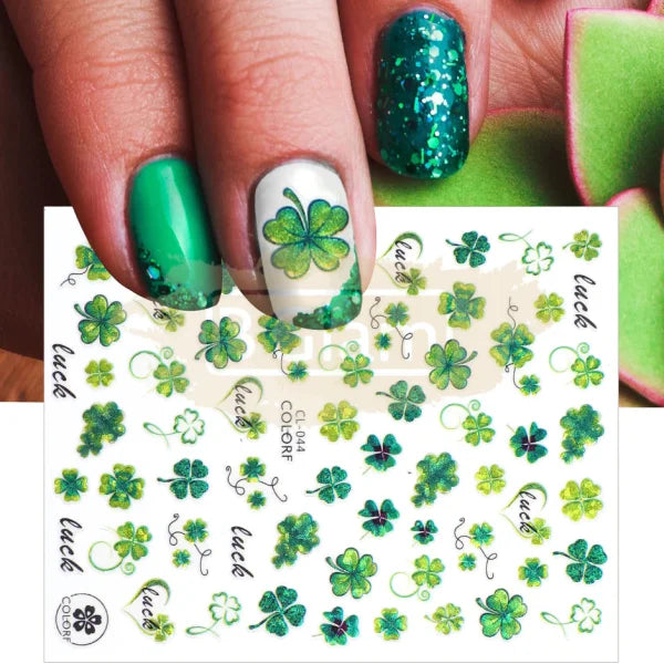 Pop Finger 3D Design Sticker Shamrock Flowers Clover Ginkgo Leaf Cl-044 Nail Art