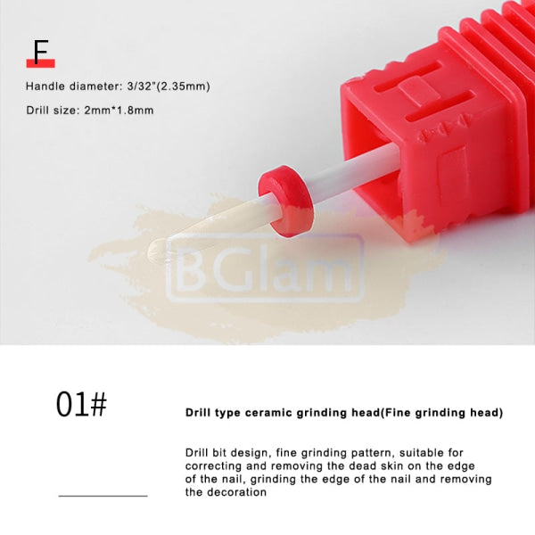 Ceramic Nail Drill Bit 3/32 Available In 12 Types 1:  Pt21 F Small Ball (C) Fine