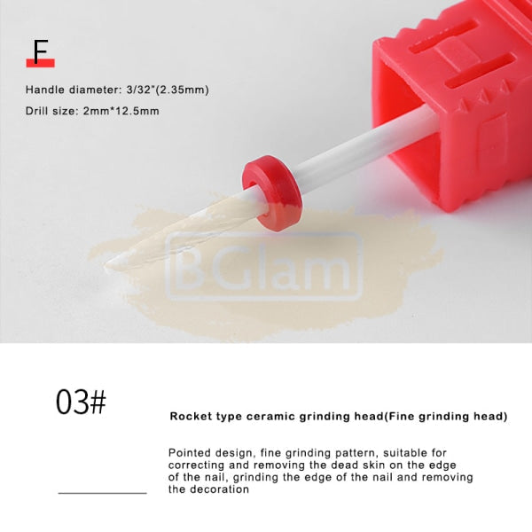 Ceramic Nail Drill Bit 3/32 Available In 12 Types 3 Small Cone (C) Fine