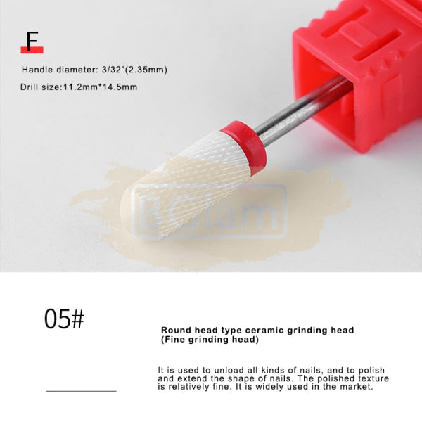 Ceramic Nail Drill Bit 3/32 Available In 12 Types 5:  Pt07 F Barrel Ball (C) Fine