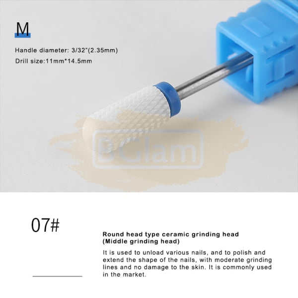 Ceramic Nail Drill Bit 3/32 Available In 12 Types 7:  Pt08 M Barrel Ball (C) Medium