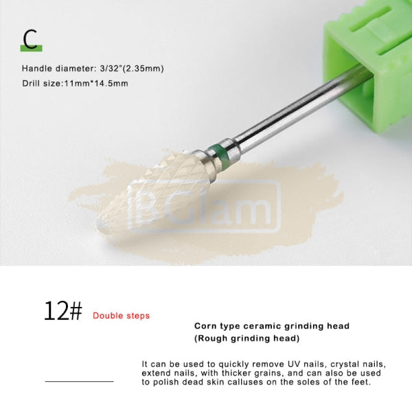 Ceramic Nail Drill Bit 3/32 Available In 12 Types:  Pt19 C Torch Cyliner (C) Coarse