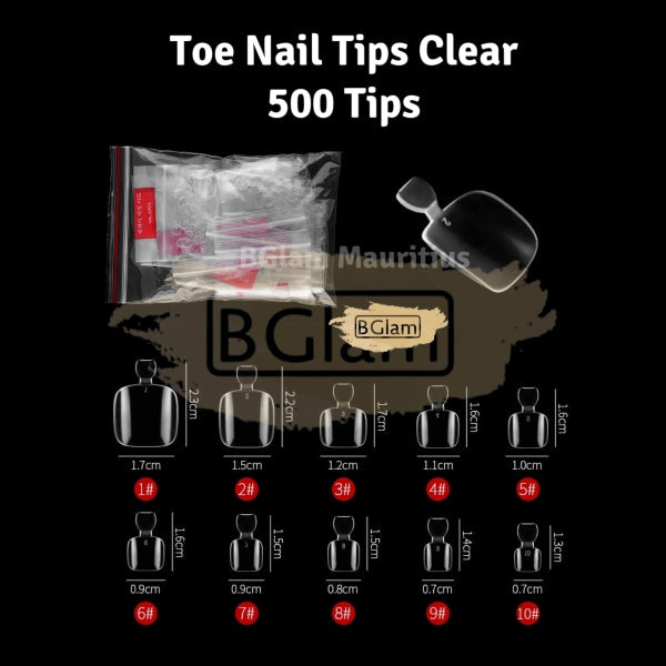 Toe Nail Tips Clear 500 Acrylic