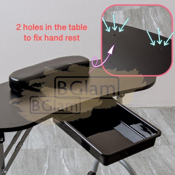 Foldable Manicure Station With Carry Bag - Black Mt-005 Table