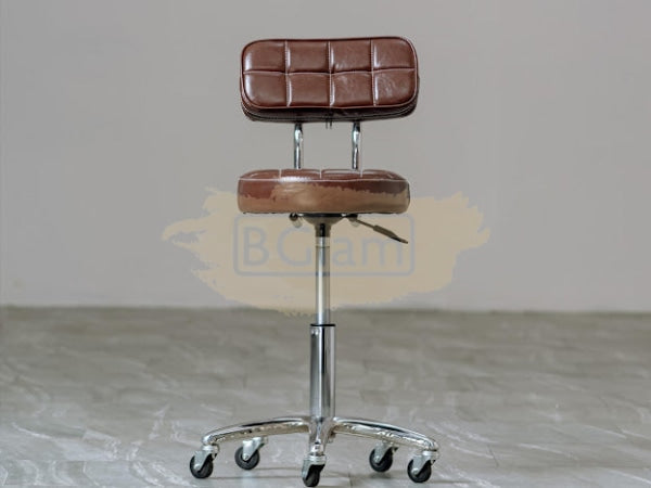 Beauty Salon Hydraulic Swivel Stool With Backrest M-511-512 Brown