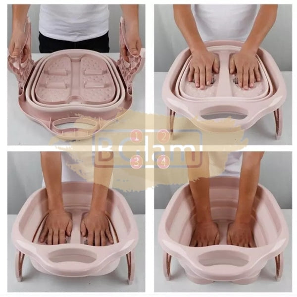 Collapsible Foot Spa Soaking Tub With Massage Rollers - Green Salon Furnishing