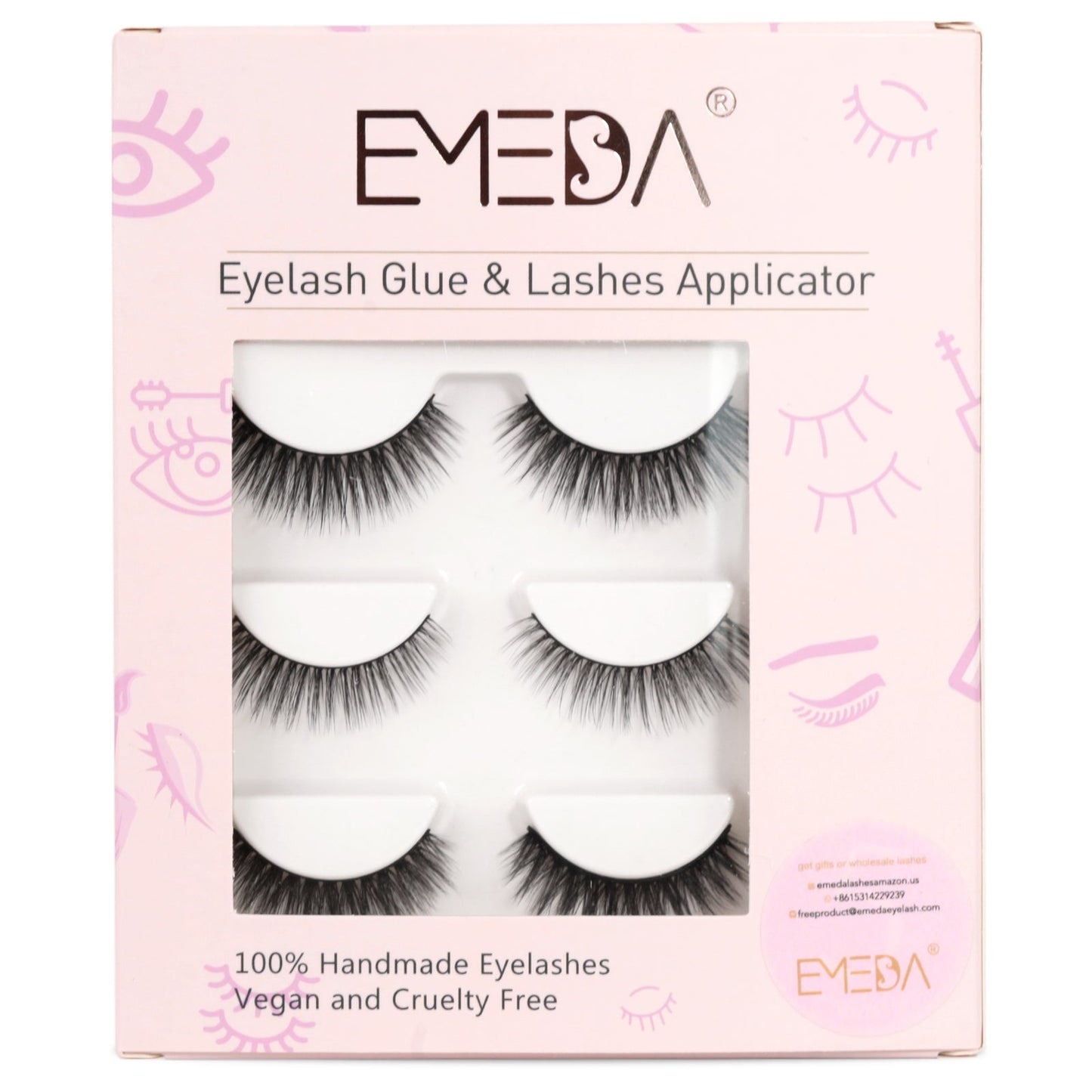 EMEDA 3D Lash Kit 1 | 3 Pairs | Mixed Style ( Glue & Lash Applicator included)