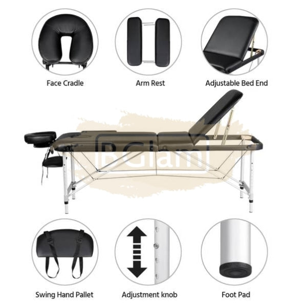 Portable Massage Spa Bed With Metal Legs - Black