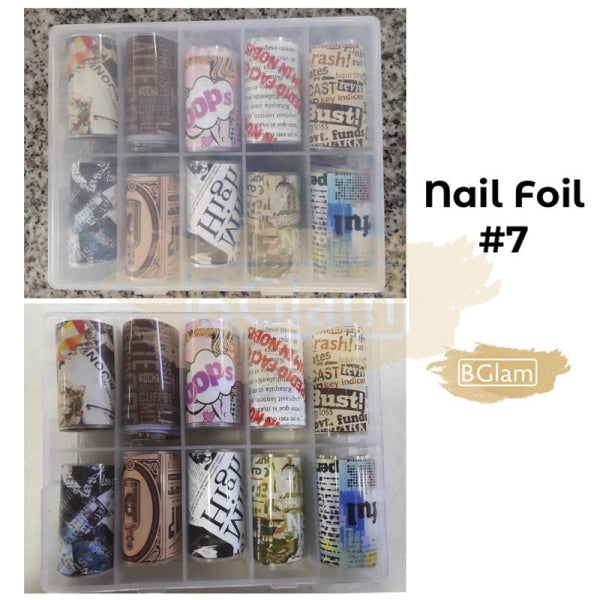Nail Foil Transfer Set (10 Rolls) - Available In 7 Designs Art Tool