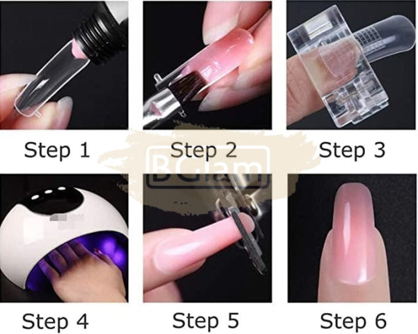 Clear Polygel Nail Extension Clip Accessories