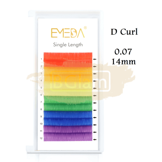 Emeda Faux Mink Eyelash Extensions - Rainbow Colored Lash 0.07 D Curl 14Mm False Eyelashes